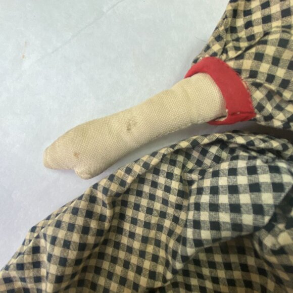 Vintage Hand Made Bed Sitting Pillow Doll Yarn Pigtails - Picture 8 of 9